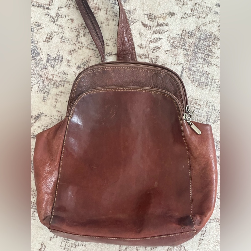 Cristian Elegant Chestnut Leather Backpack Satchel for Women